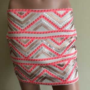 Express Aztec Sequin Skirt